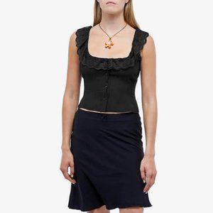 NWT Danielle Guizio Paloma Black Lace Top Women's X-Small XS